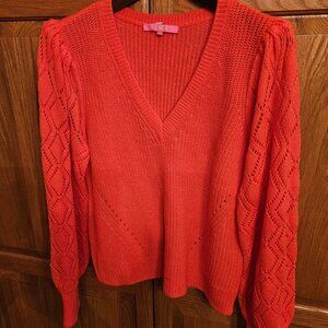 Lily Pulitzer Size L V Neck Sweater in Soft Orange